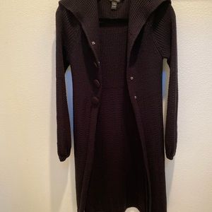 I. N.C. International Concept Black 3/4 Length Knit Wool Sweater Coat